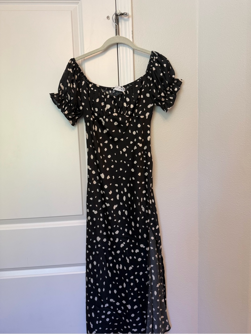 Petal & Pup Black and White Off the Shoulder Midi Dress
